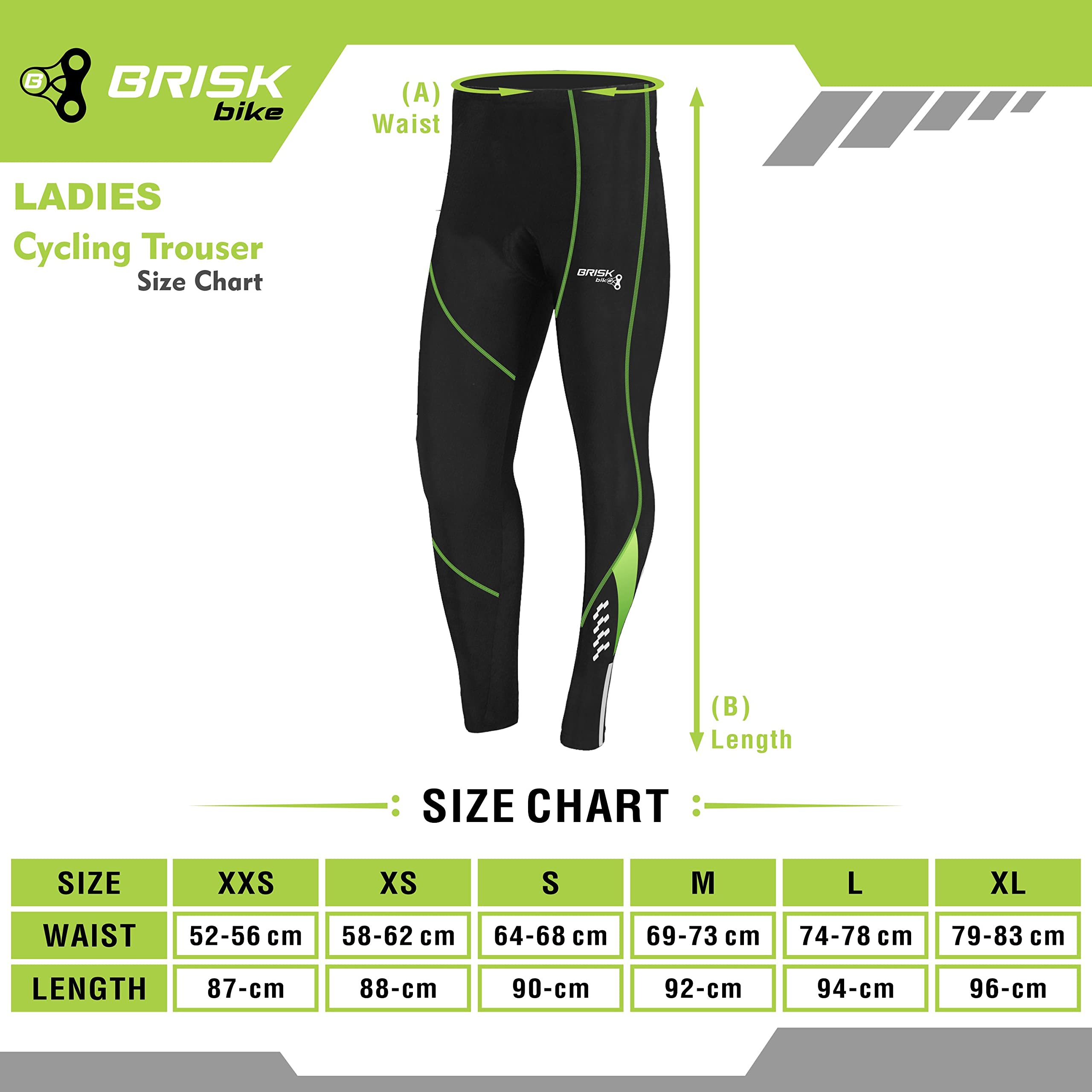 Brisk Bike Pantaloni Ciclismo Donna con Zip Riflettenti Pantaloni Ciclista Donna Elasticizzato con Imbottitura Coolmax Pantaloni da Ciclista Donna