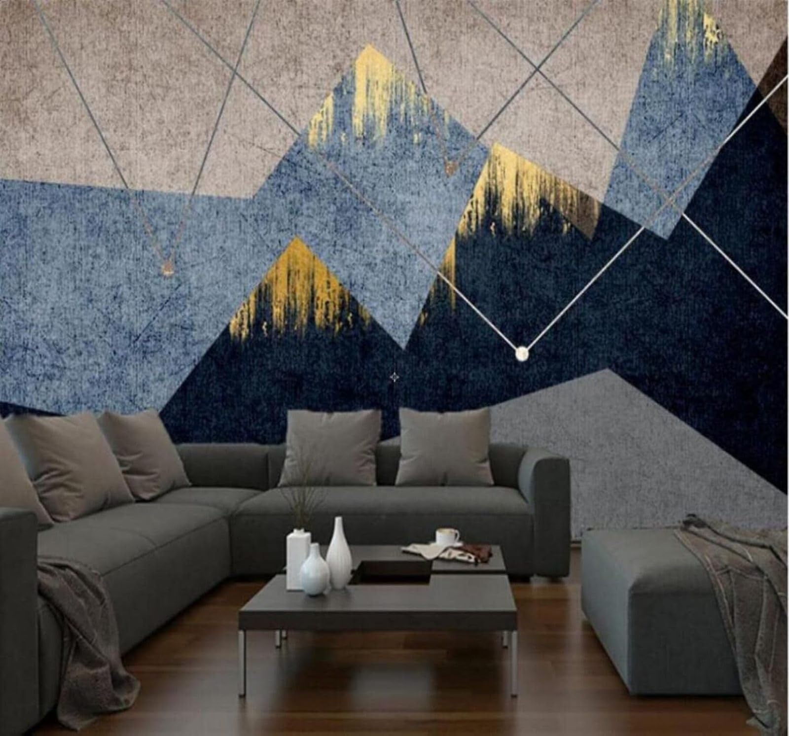 XLMING Abstract Geometric Lines Mountain Peaks Sunlight 3D Wallpaper Luxury Home Dining Decor Paste Sofa Living Room The Wall for Bedroom Mural-300cm×210cm