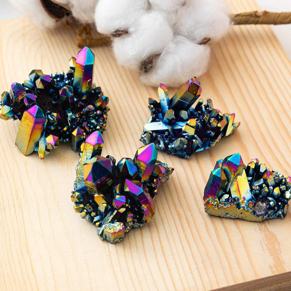 EXCEART Grappolo di cristallo arcobaleno naturale, 2 pezzi, decorazione per la casa, feng shui, acquario, artigianato e regali 4,5 x 3,5 x 3 cm