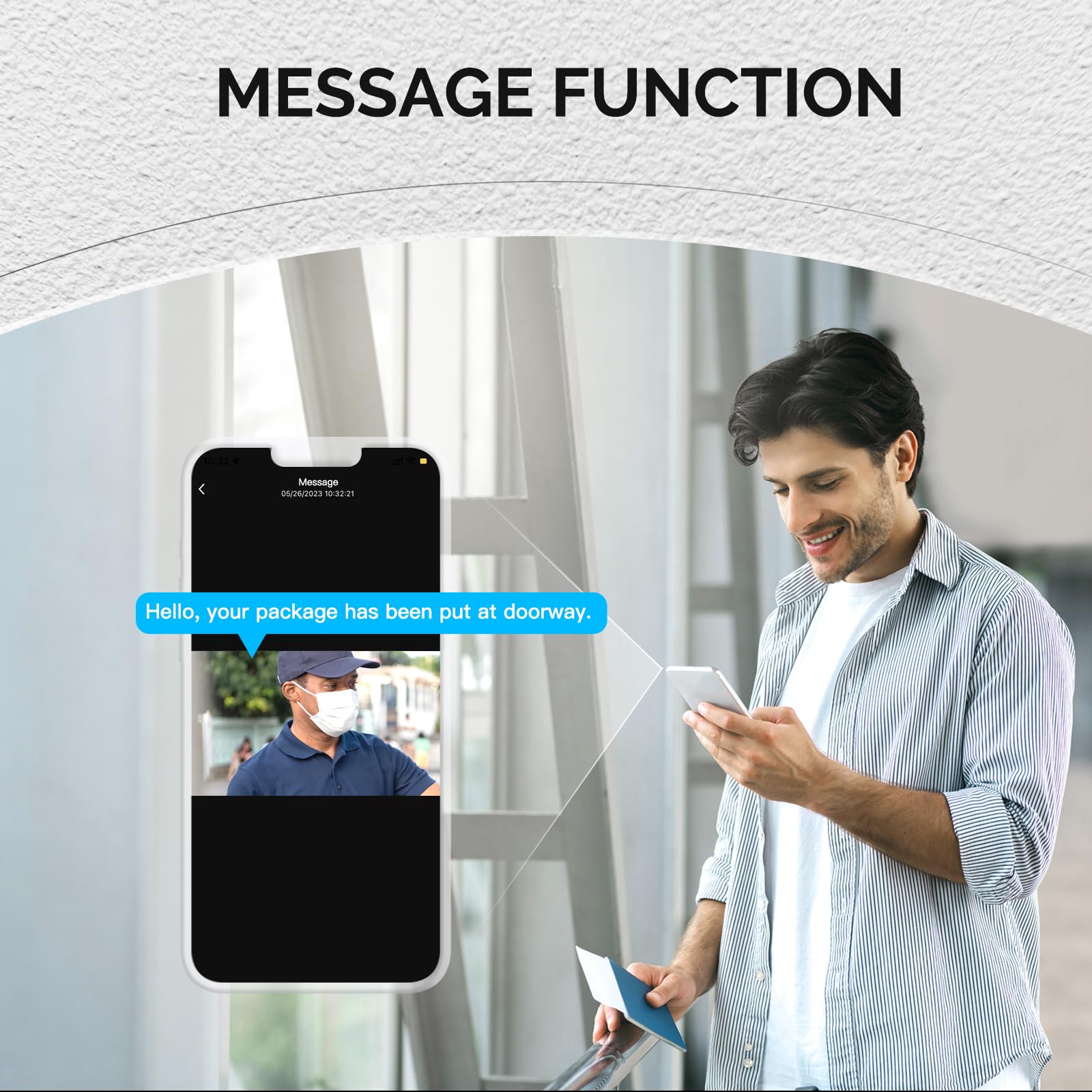 Videocitofono WiFi per interno/esterno, 1080p HD, avvisi di rilevamento del movimento, sicurezza domestica, WDB-TY-B20-EN, WiFi 2,4 GHz, impermeabile IP65, visione notturna, compatibile con