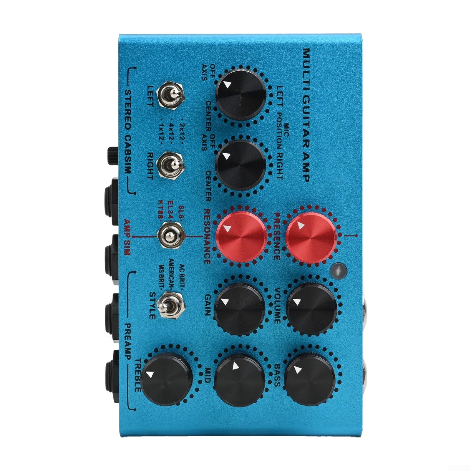 Pedal de efecto amplificador de guitarra compatible con MOSKYaudio con salida DI de simulación de gabinete estéreo y entradas de práctica