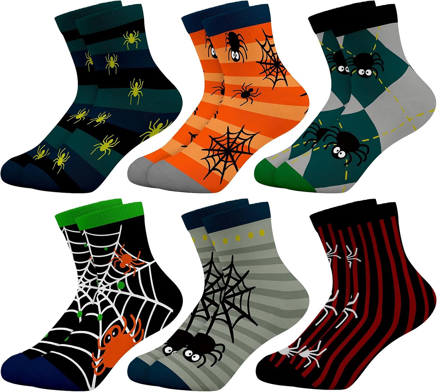 Baseballs Spider Boys Socks 1-14 Years Old Novelty Cool Kid Crew Ankle Print Pattern 6 Pairs Birthday Gift
