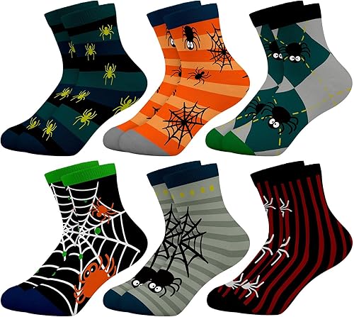 Queenshin Spider Boys Socks Toddler 6 Pack Ankle Print Patte