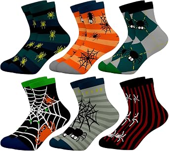 Baseballs Spider Boys Socks 1-14 Years Old Novelty Cool Kid Crew Ankle Print Pattern 6 Pairs Birthday Gift