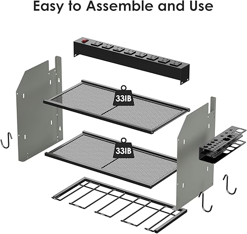 Miniatura 95 de CCCEI - Organizador modular de herramientas eléctricas para montaje en pared con estación de carga Estante de almacenamiento con ganchos