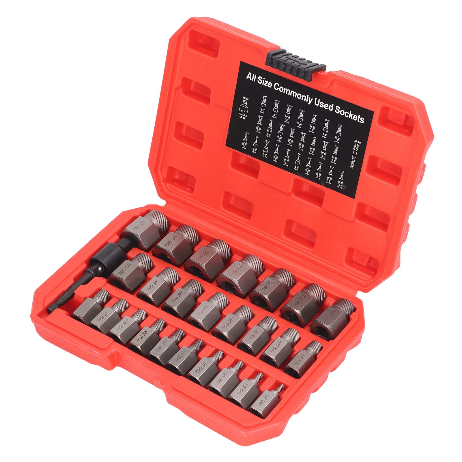 Set di Estrattori per Viti 27 Pezzi Kit di Rimozione Viti Rotte Esagonali, Estrattore di Bulloni in Acciaio Al Cromo Molibdeno per Riparazioni, Manutenzione, Rimozione di Prigionieri,