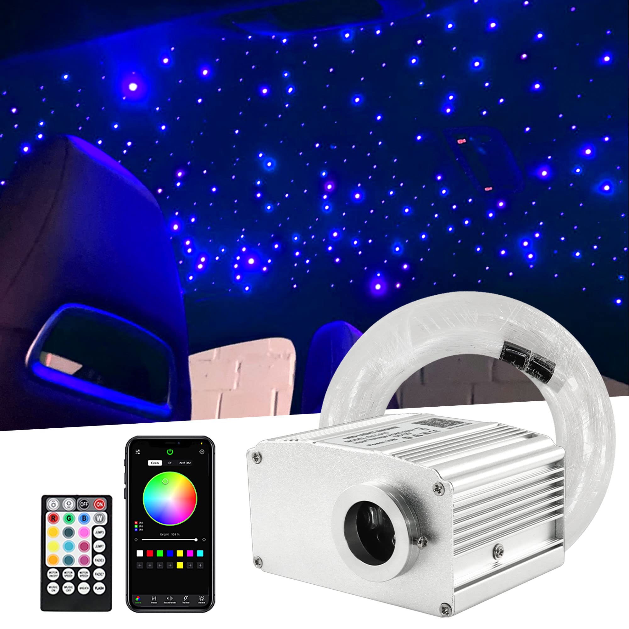 ATOKEE 10W Twinkle Starlight Headliner Kit 250pcs 0.03in 9.8ft