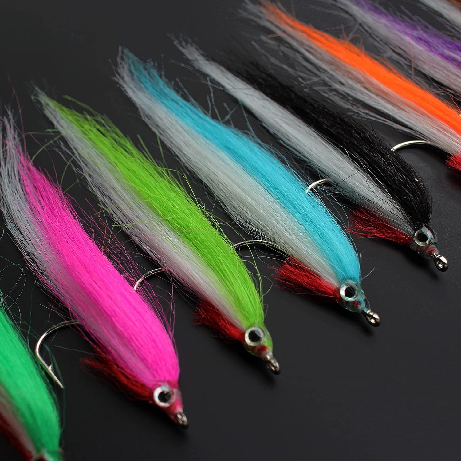 Tigofly 20 pcs 1/0 UV Colors High Carbon Hook Polar Fry Salmon Trout Sea Bass Steelhead Minnow Fly Fishing Flies Lure Set