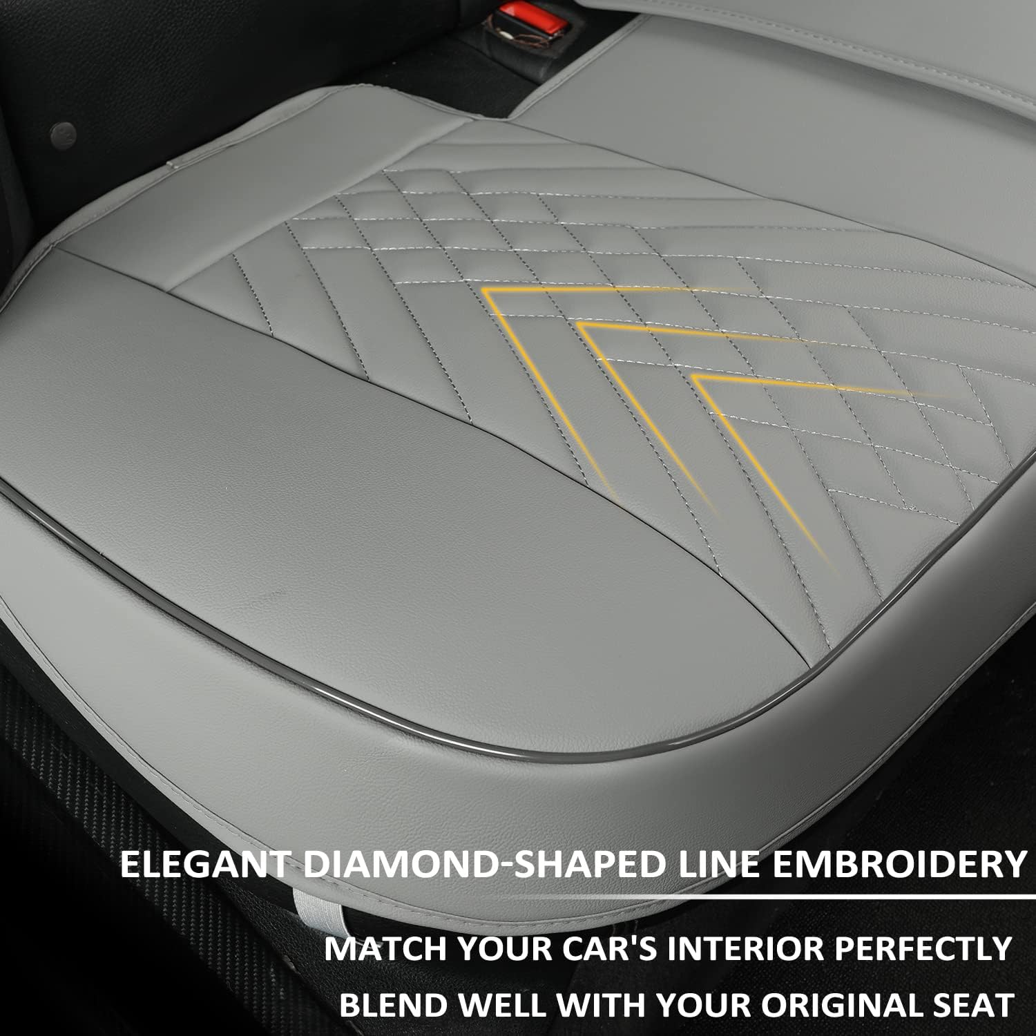 GIANT PANDA Car Seat Covers Full Set Include 2packs Front Seat Covers and 1 Rear Back Seat Cover, Grey