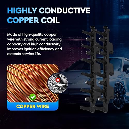 Miniatura 3 de Bobina de encendido para Jeep Grand Cherokee 2000-2004 4.0L L6, TJ Wrangler 2000-2006 4.0L L6, 56041476AA 56041476AB UF-296 610-02833 5C1181 C1263