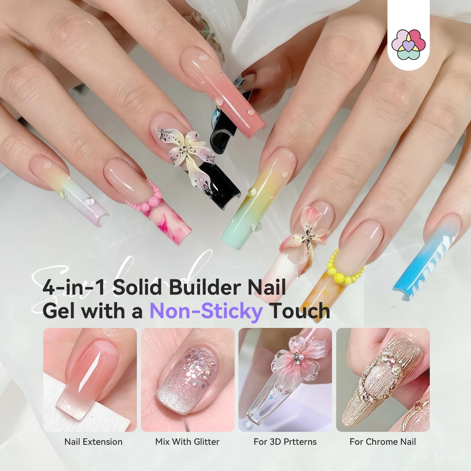SAVILAND Solid Builder Gel: Żel do zdobienia paznokci 3D, przezroczysty, trwały, nieprzywierający, do przedłużania paznokci, rzeźba 3D do paznokci, zawieszki, wielofunkcyjne