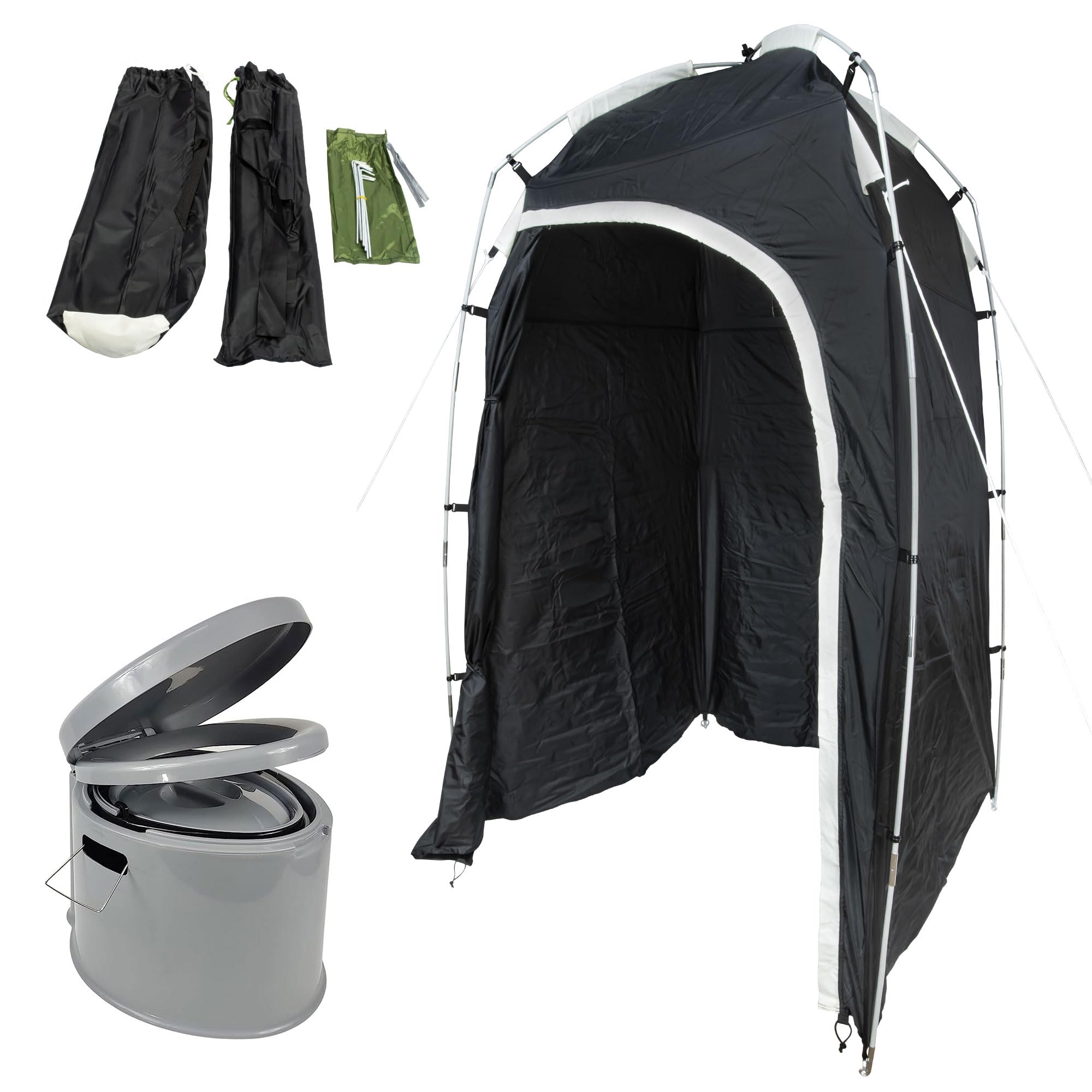 Angel Domäne Campingtoilette 150kg mit Dusch- & Toilettenzelt Set für Camping