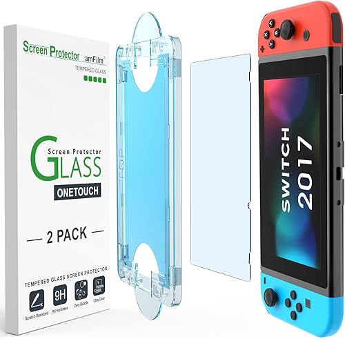 Vista 9 de amFilm Auto-Alignment OneTouch for Nintendo Switch OLED 7.0" 2021 Matte Screen Protector, Tempered Glass, 30 seconds Installation, Bubble Free, Anti