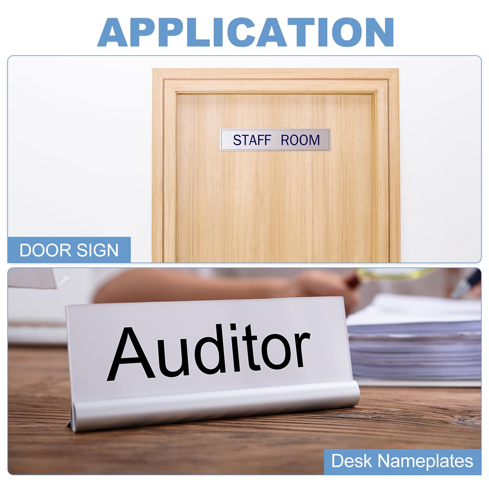 PATIKIL Placas de Nombre en Blanco de 10"x2", 20Pcs Placas de Nombre Personalizadas Grabadas en Forma de Rectángulo para Placas de Nombre Personalizadas en Puerta de Oficina, Dorado, Negro