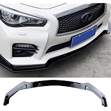 3PCS Front Bumper Lip and Front Splitter Kit FIT 2014-2017 Infiniti Q50 Base Premium Models, Gloss Black ABS Exterior Protector, 3-Piece Segmented Splitter