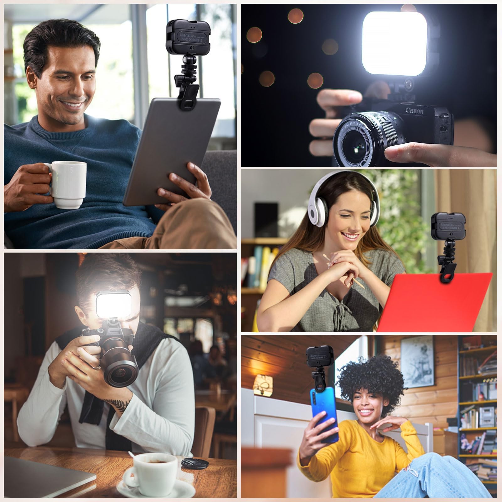 Ulanzi VL100X Światło LED do selfie i telefonów komórkowych, dwukolorowy panel przenośny z regulacją 2500-6500K i baterią 2000 mAh