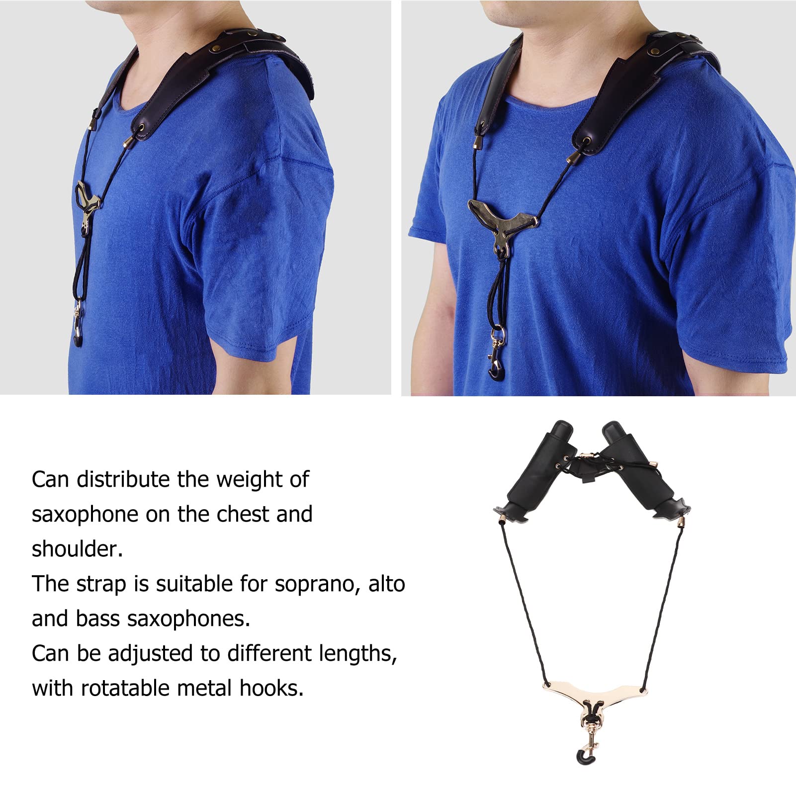 Tefola Sassofono Strap, Regolabile Sax Neck Strap, Cinturino Universale per Sassofono Accessorio per Strumento per Cintura Pettorale Spalla Sax per Suonare