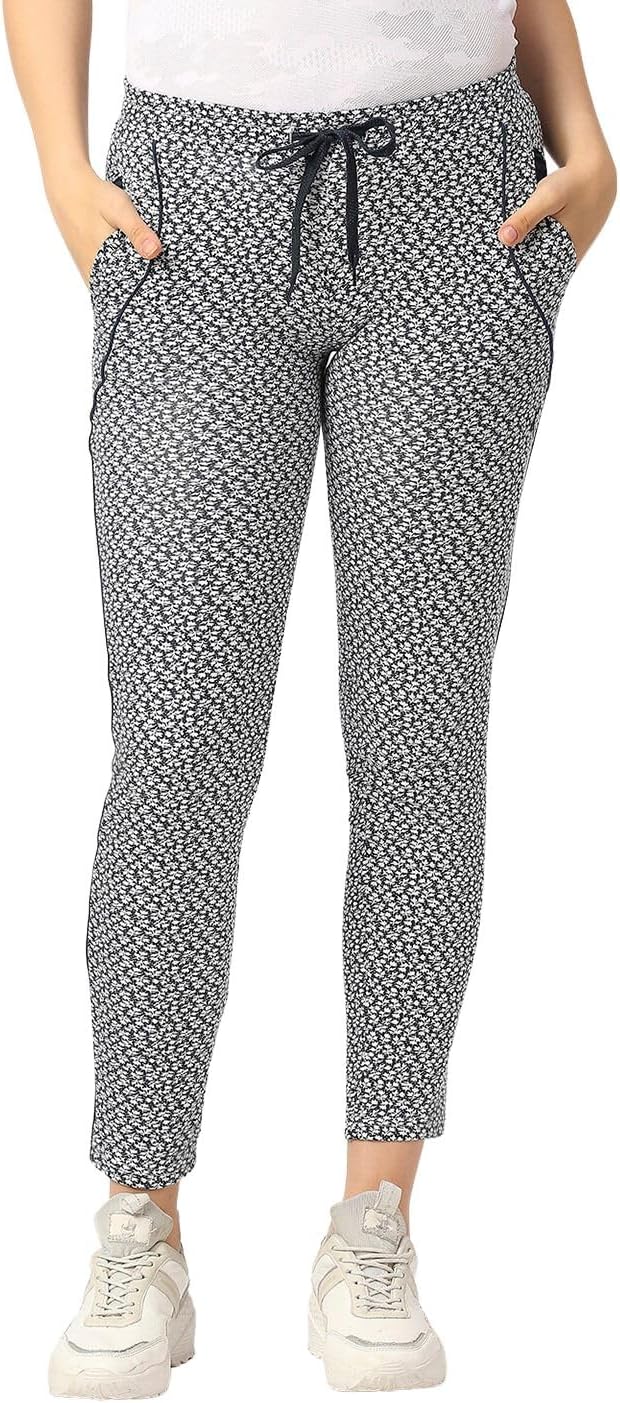 Drysense Women Printed Pure Cotton Fabric Pull on Regular Fit Sportwear Pants - NEO Classic Track Print