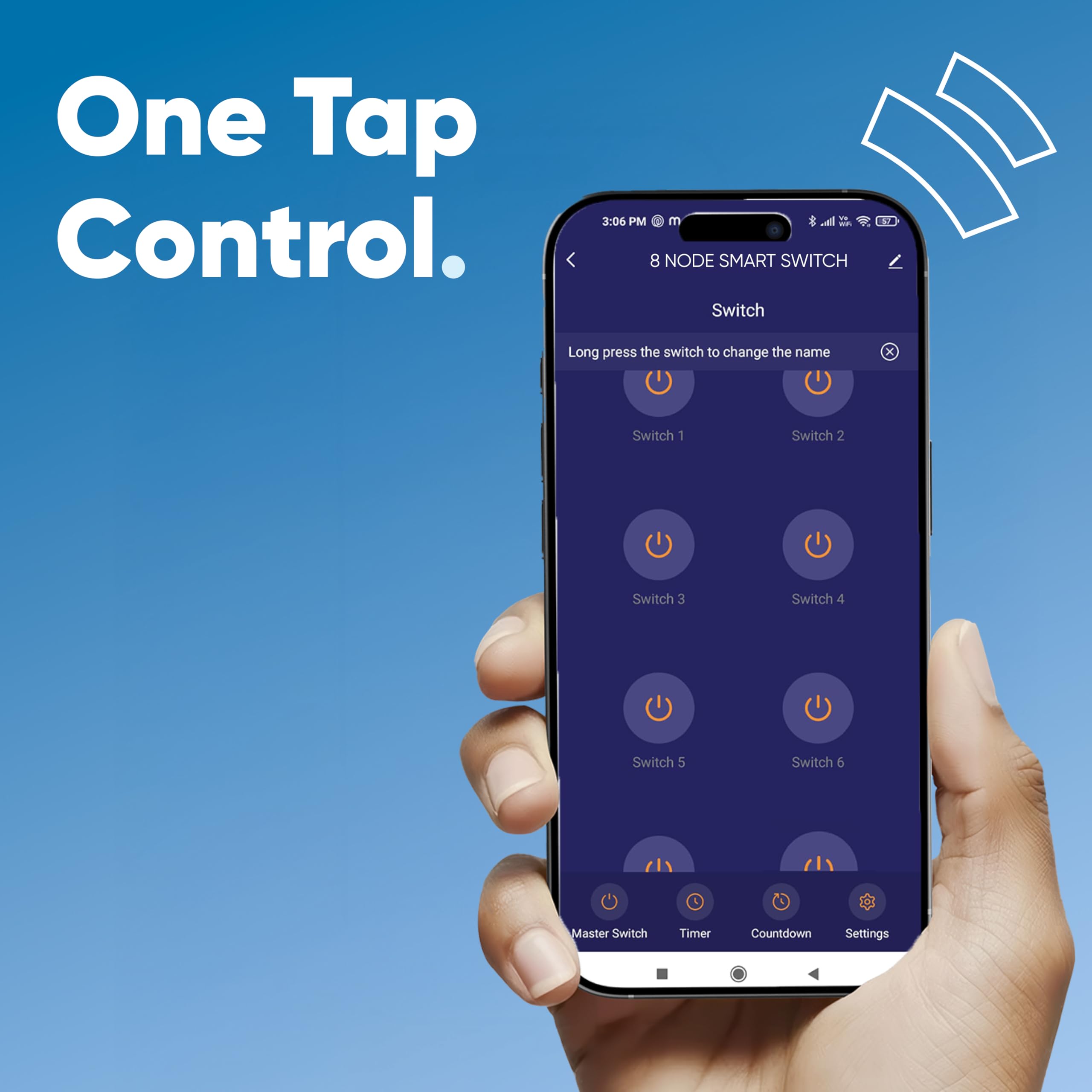 AZIOT 8 Node WiFi Smart Switch | Bluetooth Backup | Fits in 6 & 8 Module Switch Board | App + Voice Control | Timer Scheduling | SmartLife App | Easy Retrofit | Made in India 1