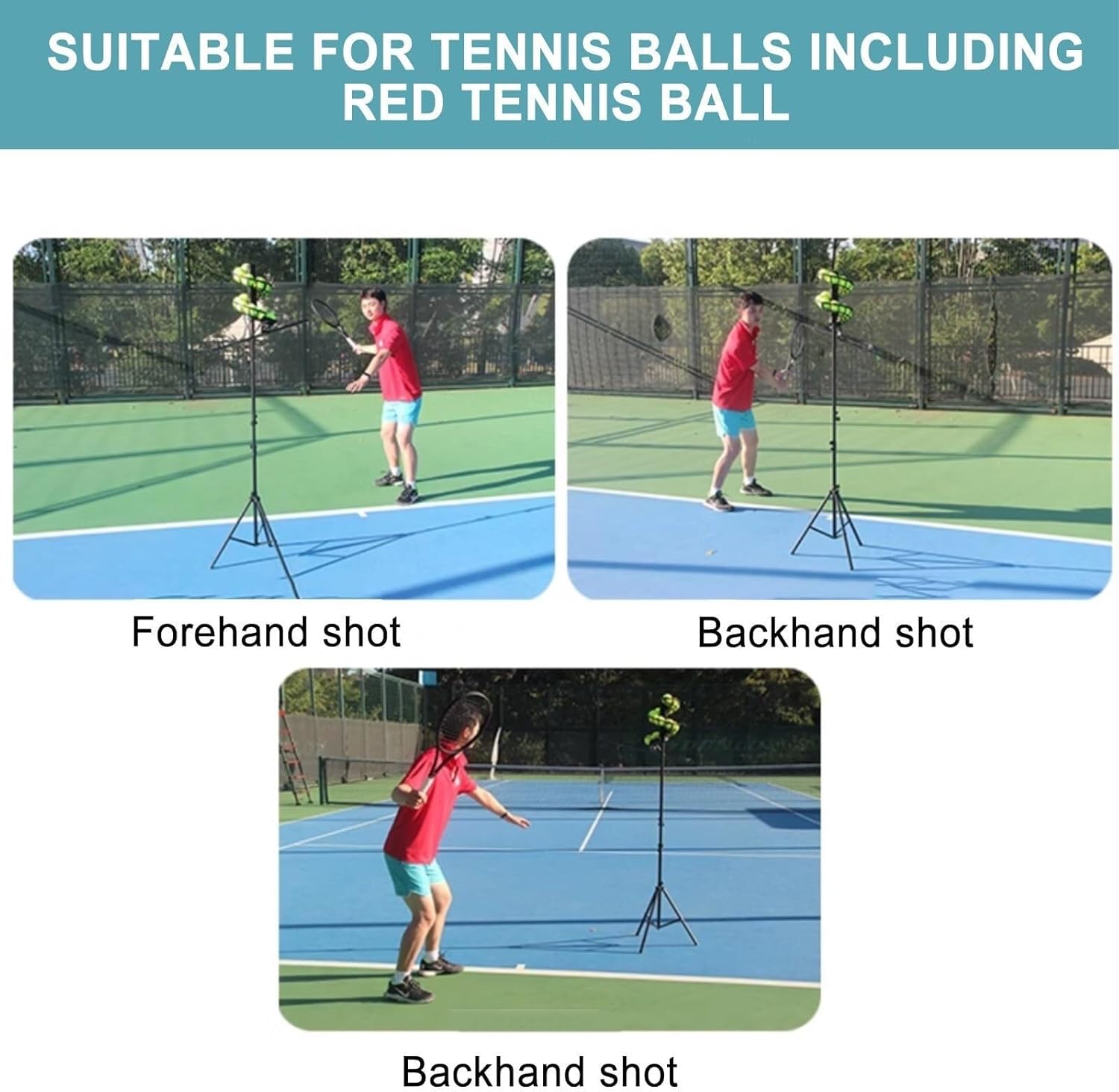 Electric Tennis Ball Dropping Machine, Triangular Fixation Tennis Serving Machine, Single Automatic Trainer 4 Ft - 6 Ft Adjusted
