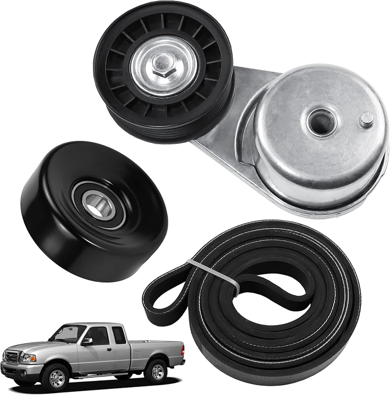 Kit de tensionador e polia guia da correia serpentina Motarithl para Ford – 3 peças