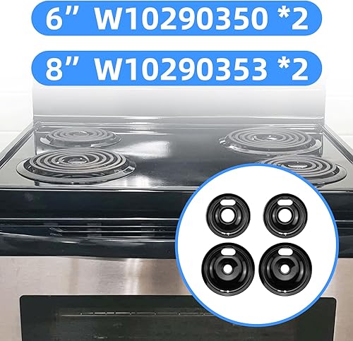 Miniatura 6 de Sartenes de goteo para quemador de estufa negro para Whirlpool Amana Crosley Electric Range, cuencos de goteo superior de estufa incluye 1 grande de