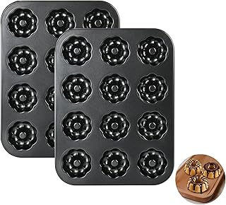 2 Pack Mini Bundt Cake Pans for Baking, 12-Cavity Nonstick Mini Bundtlet...
