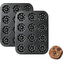 2 Pack Mini Bundt Cake Pans for Baking, 12 Cavity Nonstick Fluted Tube Pan
