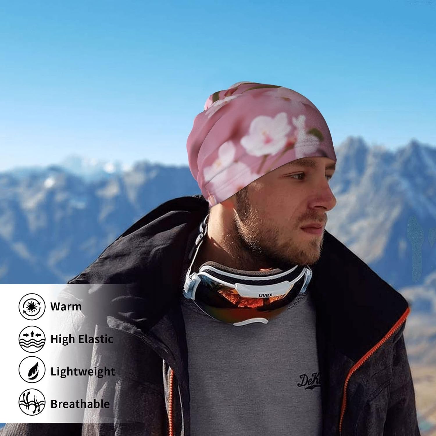 Winter Neck Warmer for Men Women, Pink cherry blossoms Neck Gaiter UV Sun Protection Face Mask Windproof Cold Weather Face Cover Thermal Ski Mask Scarf for Outdoor Sports Bandana