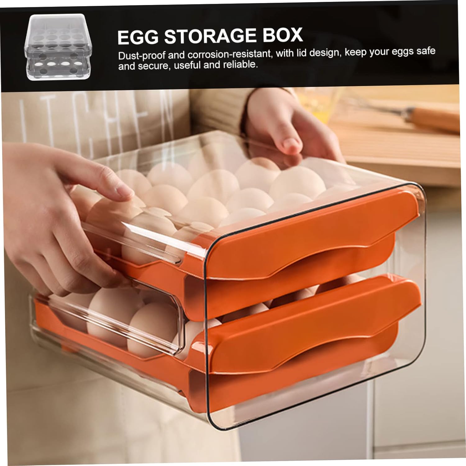 32grids Egg Organizer Storage Drawer Compartment Egg Carton for Chicken