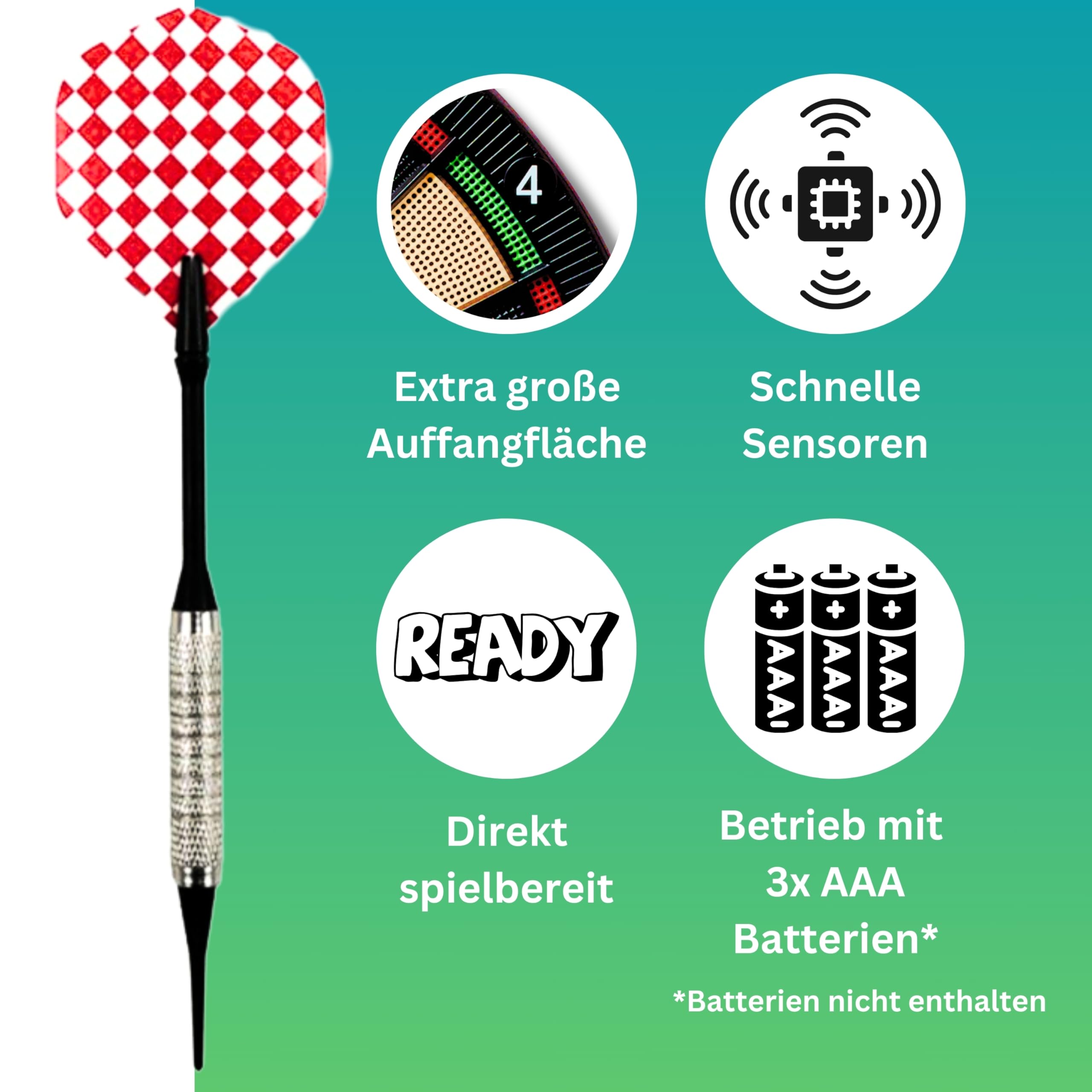 Best Sporting Elektronische Dartscheibe Nation, Windsor oder Bristol – 21 Spiele mit 65 Varianten, kabellos – Inkl. 6 Pfeile & 8 Ersatzspitzen – Für bis zu 8 Spieler