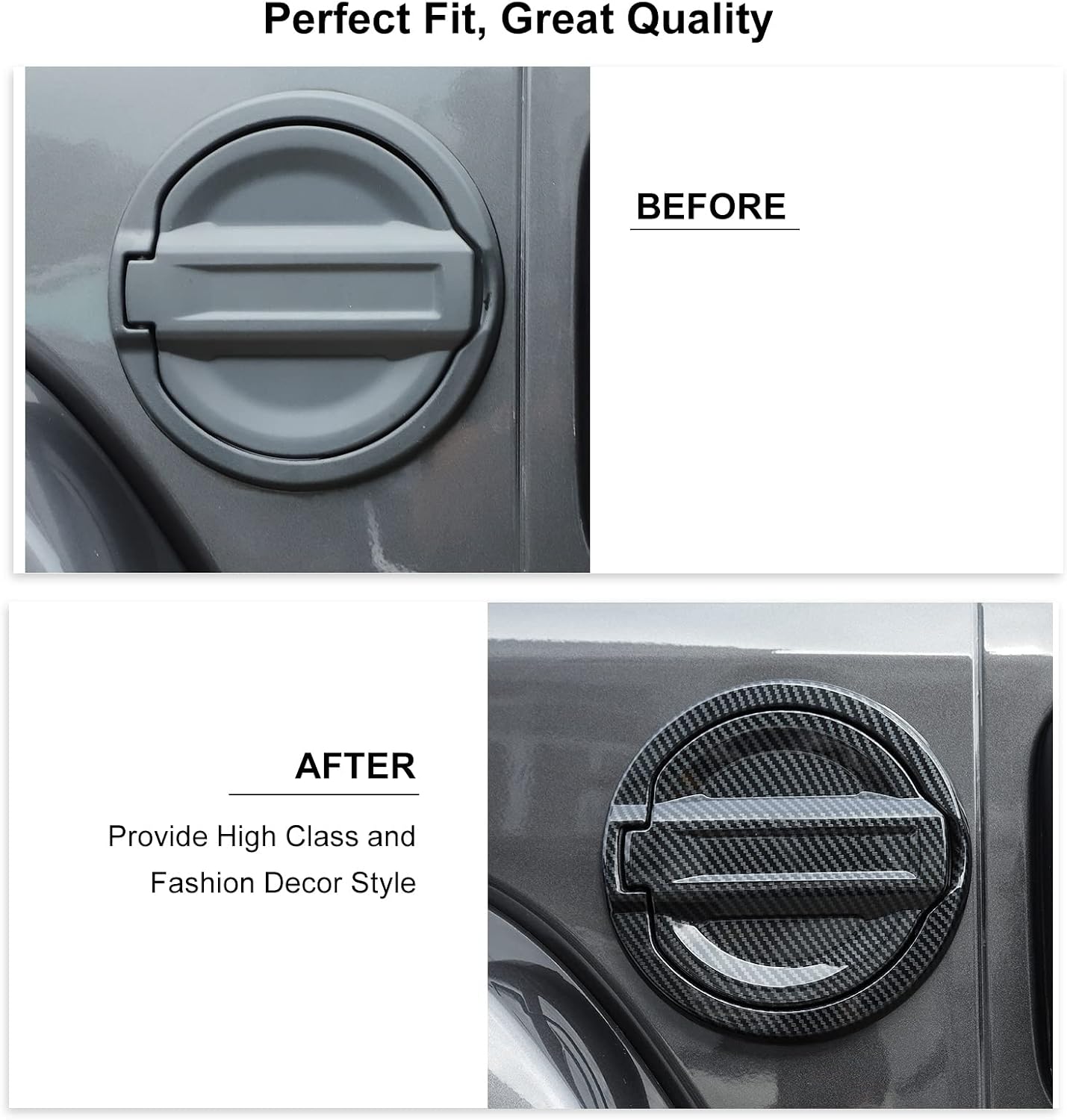 Carbon Fiber Fuel Filler Door Gas Tank Cap Cover Trim Stickers Decoration Exterior Accessories for Jeep Wrangler JL JLU 2018-2022