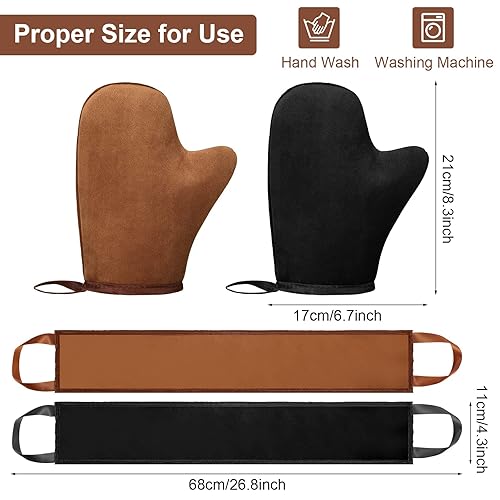 Miniatura 2 de Kit de aplicador de manoplas autobronceadoras de 4 piezas 2 manoplas autobronceadoras sin sol 2 piezas aplicador de espalda suave aplicador de