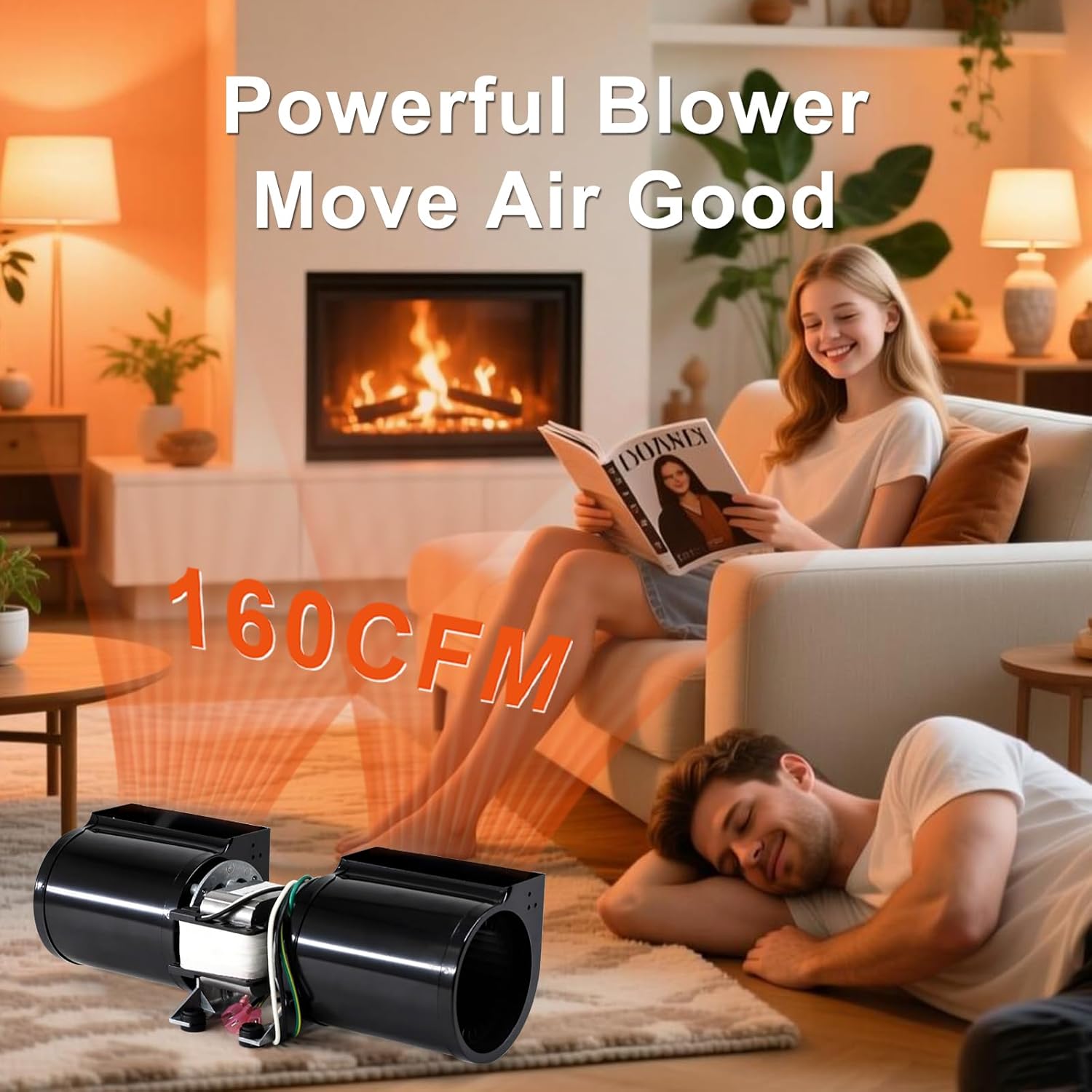 Replacement Fireplace Blower Kit for Heat-N-Glo, Hearth and Home, Quadra Fire, GTI, Heatilator, Majestic, Superior, Monessen, Vermont Castings Fireplace, GFK-160A GFK-160 FAB-1600 Fireplace Blower Kit