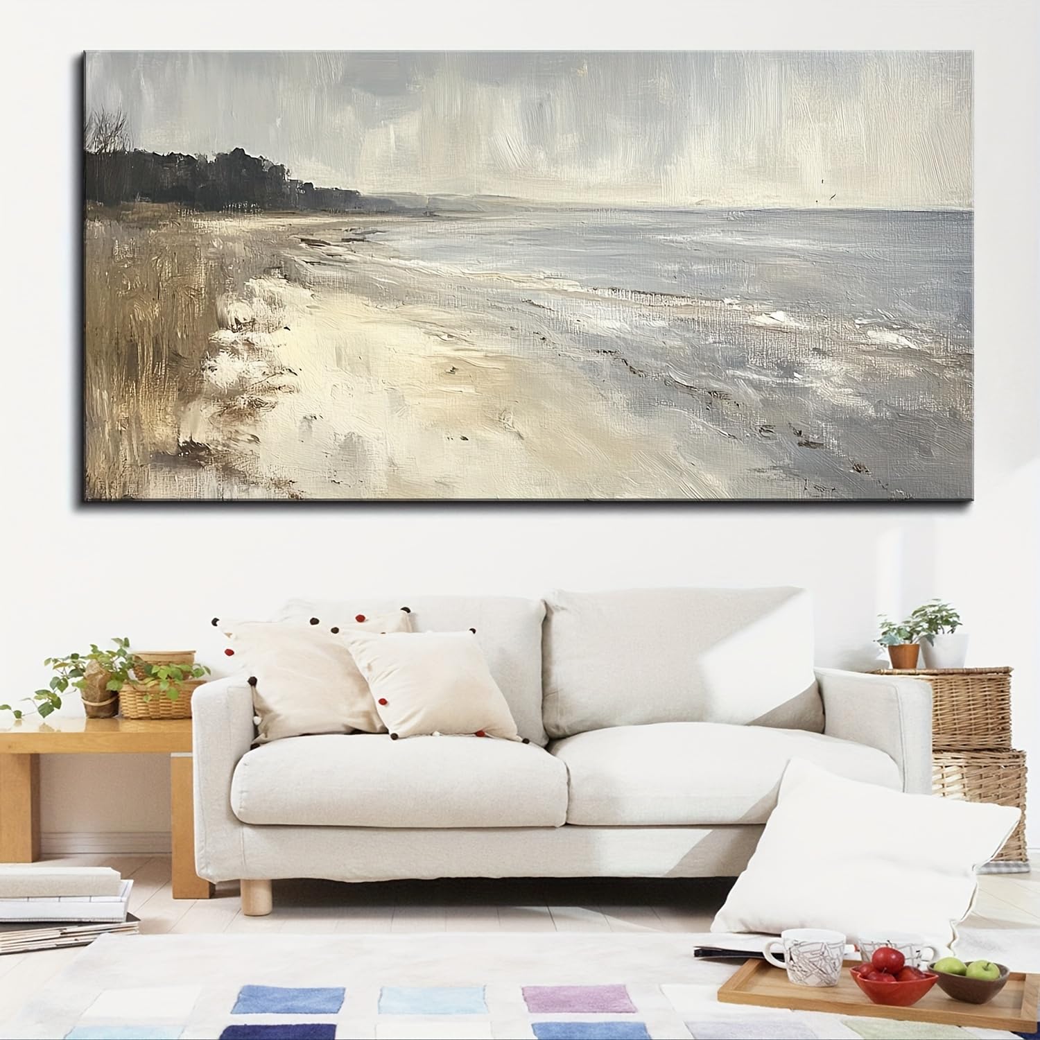 AEFOUU Rustic Landscape Canvas Print Large Mural Natural Landscape Abstract Modern Painting Artwork for Bedroom Retro Wall Decor(80x160cm/32x63in/Frameless)