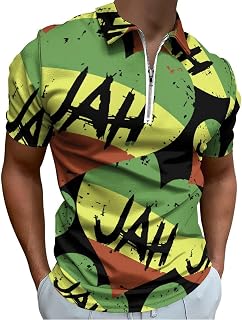 Love Jah Reggae Music Men's Golf Polo-Shirt Summer Short Sleeve T-Shirt Quick Dry Muscle Tees