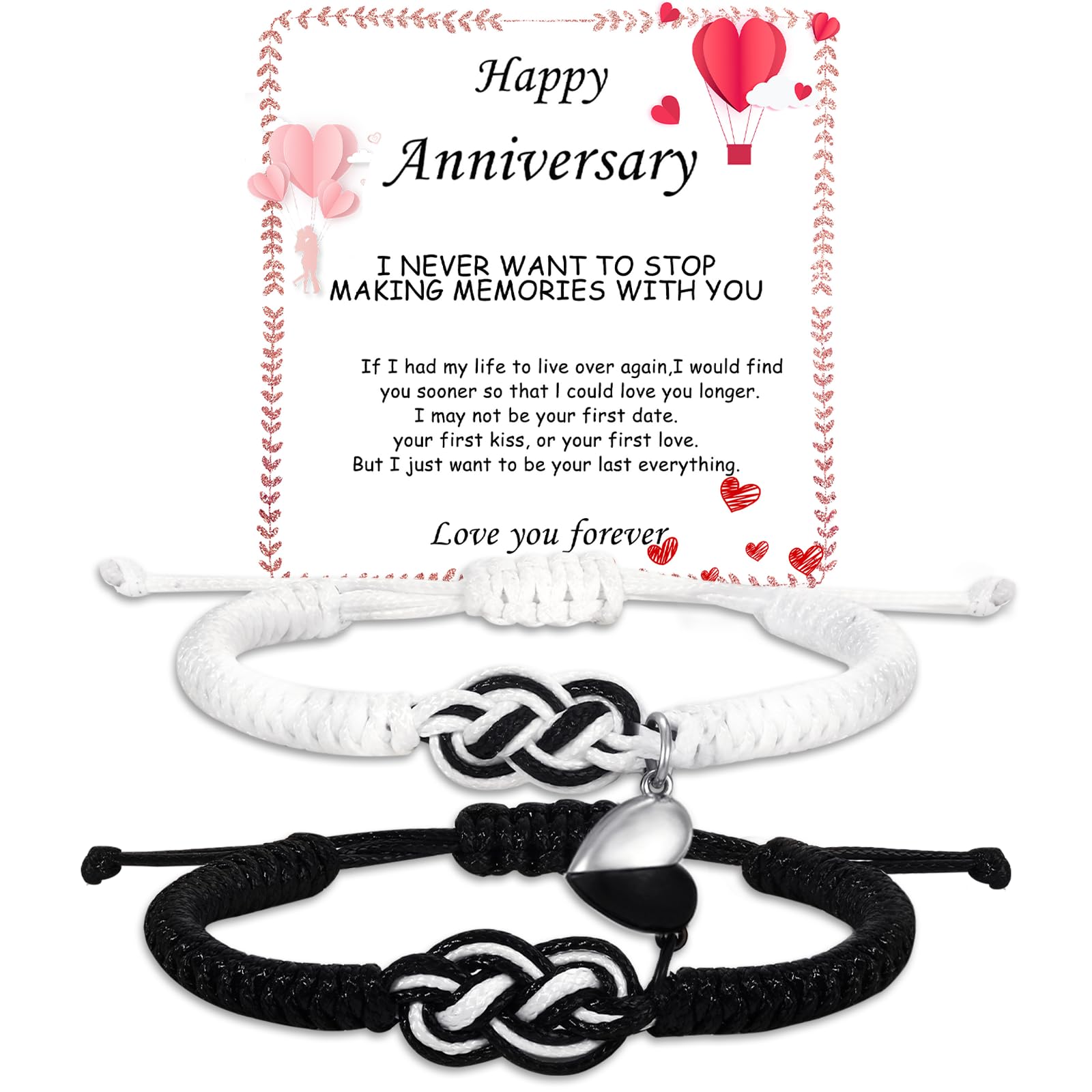 Valentin Geschenk Frau - Pärchen Armbänder Matching Armbänder Adjustable Rope Armbänder für Paare Weihnachten Jahrestag Valentinstag Geschenke für ihn HerBoyfriend Freundin Liebhaber Ehemann Ehefrau