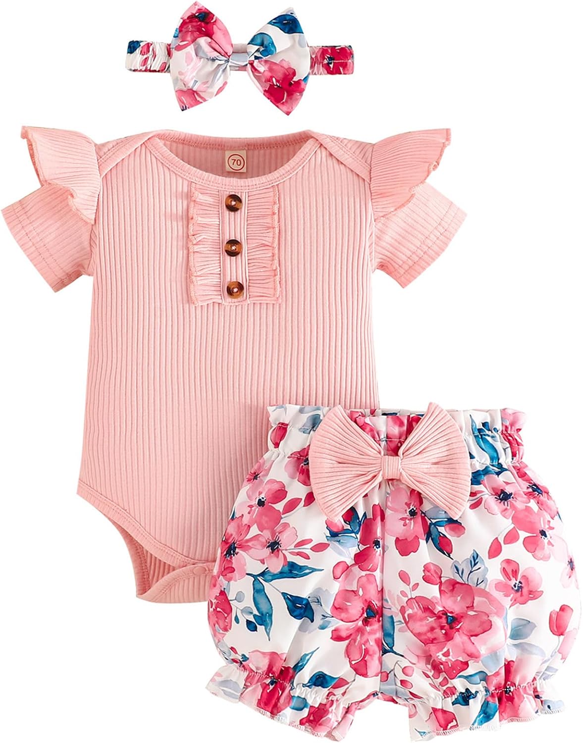 GDTOGRT Baby Girl Clothes Newborn Infant Outfit Ruffle Romper and Short Pants Clothing Sets for Summer Spring