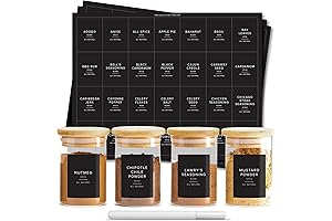 ThreeKin Waterproof, Oil-Resistant Spice Jar Labels For Kitchen Organization