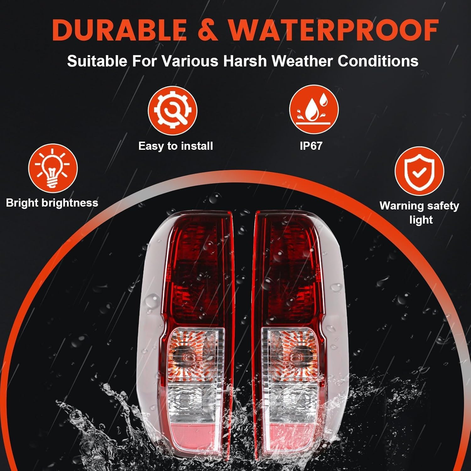 Tail Lights Compatible with 2005-2021 Nissan Frontier 2009-2012 Suzuki Equator Halogen Type Smoked Red Brake Rear Lamp Taillights