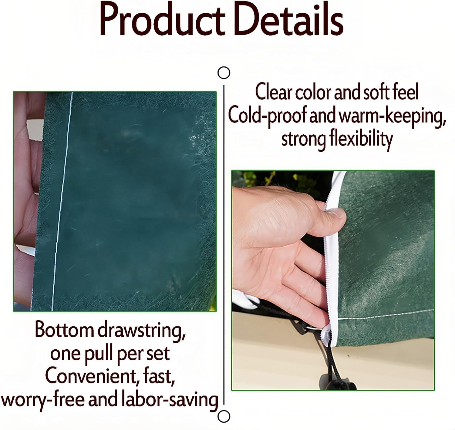 2-Pack of Antifreeze Plant Covers, Winter Plant Cover with Drawstring and Closure, Reusable, Frost-Proof(100x100cm)