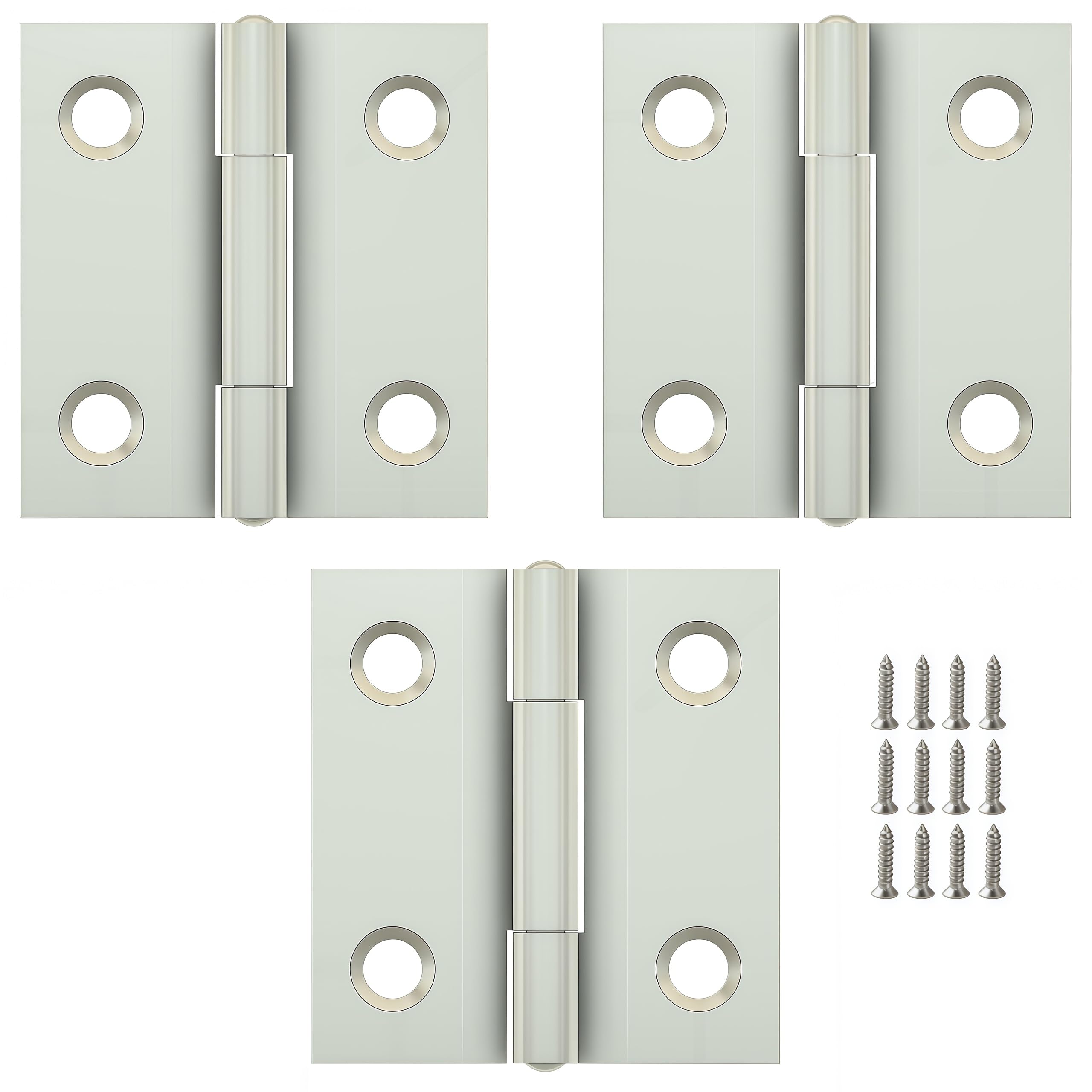 Vbnexyr Regular Door Hinges 3 Pack Stainless Steel Folding Hinges For Cabinets Casement Hinges And Door/Window Hardware With Screws 38 * 36 * 1.5Mm (Steel Core)