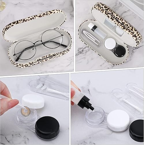 Miniatura 7 de MoKo Estuche Doble para Anteojos, Estuche para Lentes de Contacto con Espejo y Pinzas Removedoras, 2 en 1 de Doble Cara Portátil Caja Porta Lentes