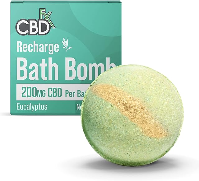 CBDfx 200mg CBD High Strength Recharge Bath Bomb Eucalyptus Single