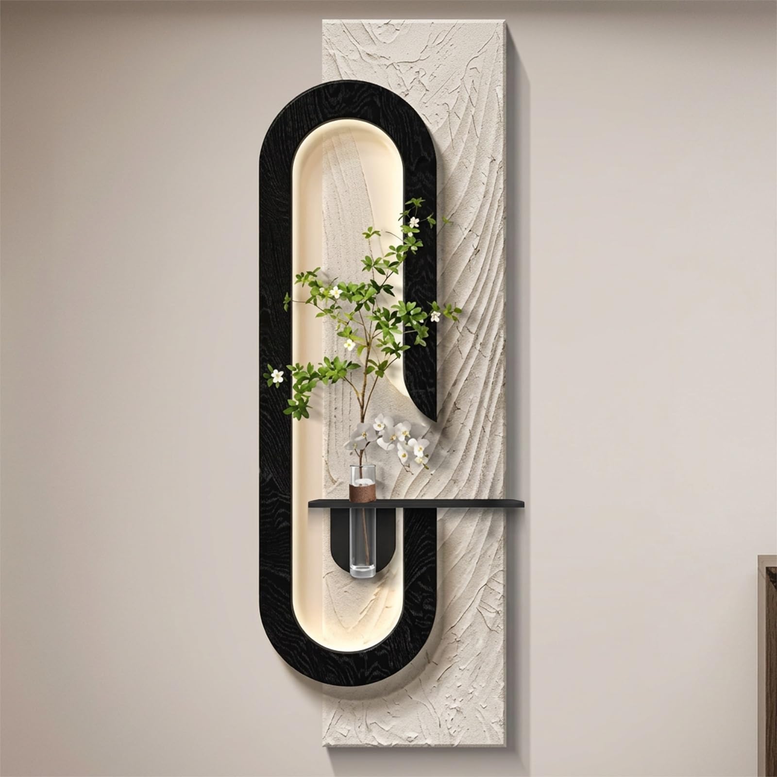 Zhiyuanfurn Modern 3D LED Sandstone Wall Art Sculpture, Plug-in Illuminated Hanging Mural, Sandstone 3D LED Wall Art for Entryway, Hallway, and Living Room Decor