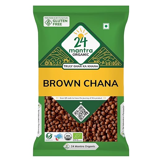 24 Mantra Organic Unpolished Brown Chana/Kala Chana/Godhuma Chana - 500gms | Pack of 1 | 100% Organic | Chemical Free & Pesticides Free | Wholesome | Ideal for Sprouting |