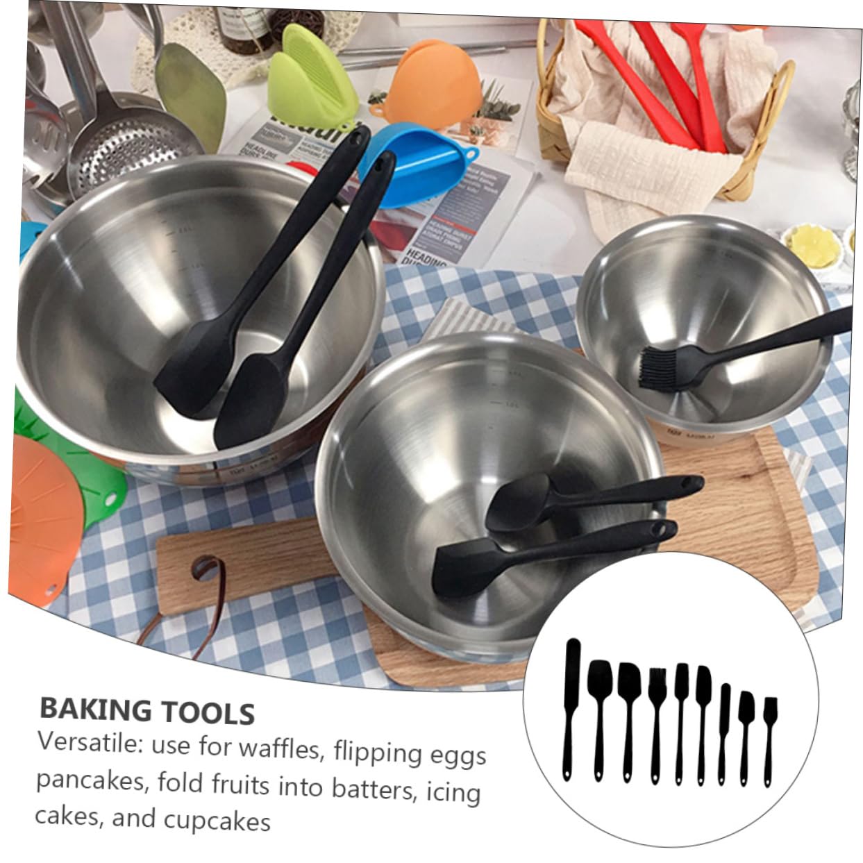 COLLBATH 9 Stück Silikon Spachtelmesser für Backutensilien Hitzebeständig Antihaft Robust Nahtloses Design zum Verzieren und Streichen
