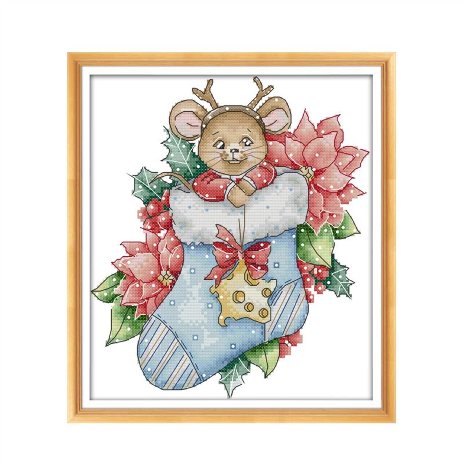 Broderie couture à la main kit de point de croix souris 14ct toile premium