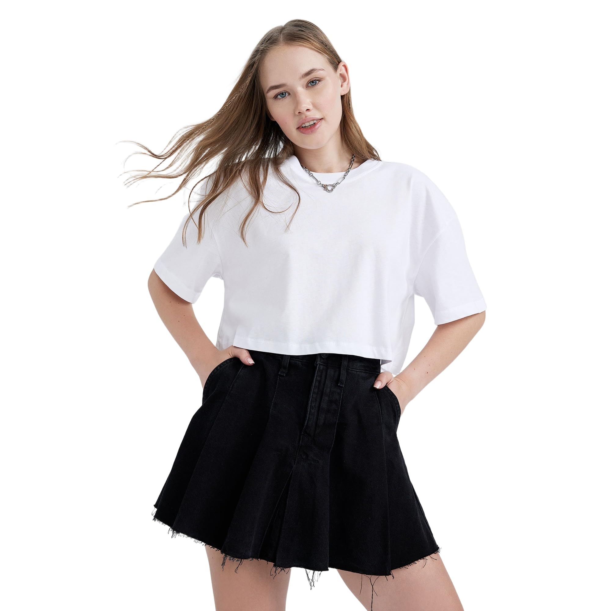 Kadın Coool Oversize Fit Kısa Kollu %100 Pamuk Tişört