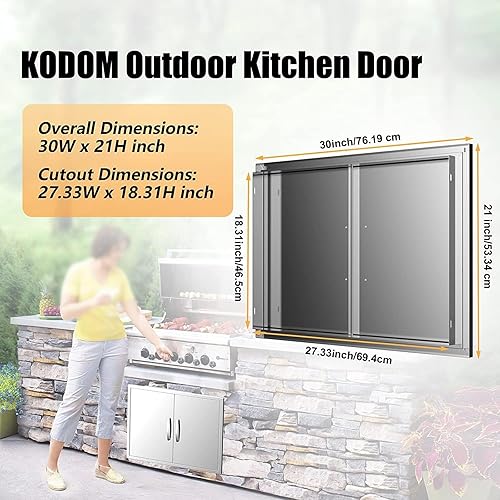 Miniatura 2 de Puertas de cocina para exteriores, 26 pulgadas de ancho x 24 pulgadas de alto, puertas de acceso dobles para barbacoa, puertas de acero inoxidable